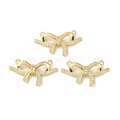 Rack Plating Brass Micro Pave Clear Cubic Zirconia 2-Loop Pendants&nbsp;KK-F853-13G