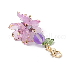 Flower Synthetic Moonstone & Glass Pendant Decorations&nbsp;HJEW-TA00337-01