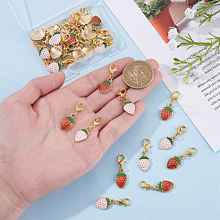 40Pcs 2 Styles Strawberry Alloy Enamel Pendant Decorations&nbsp;HJEW-ME00085