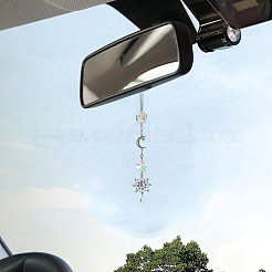 3Pcs Glass & Alloy Pendant Decorations&nbsp;HJEW-DR00114