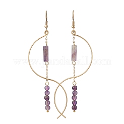 Column Natural Amethyst Dangle Earrings&nbsp;EJEW-JE06335-04