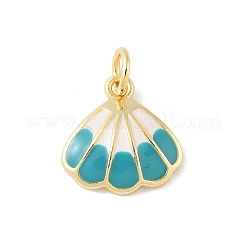Brass Enamel Shell Shaped Charms&nbsp;KK-B148-02G