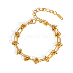 Stainless Steel Knot & Oval Link Chain Bracelets for Unisex&nbsp;LF3884-2