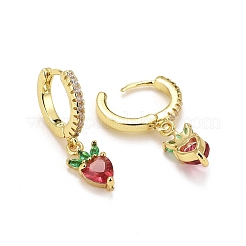 Rack Plating Brass Micro Pave Cubic Zirconia Huggie Hoop Earrings&nbsp;X-EJEW-F278-11G