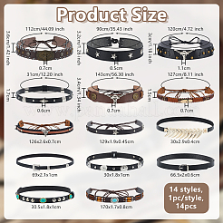 14Pcs 14 Styles PU Leather Hat Bands&nbsp;AJEW-OC0015-69