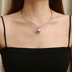 Non-Tarnish 304 Stainless Steel Round Ball Pendant Choker Necklaces&nbsp;NJEW-D058-01P