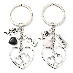 Natural Rose Quartz & Black Onyx Keychain&nbsp;KEYC-JKC01081