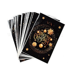 50Pcs 4 Styles Christmas Gold Deer Printed OPP Cellophane Packaging Bags with Die Hole Handles&nbsp;ABAG-C013-08