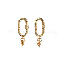 Brass Pave Clear Cubic Zirconia Stud Earring Findings&nbsp;KK-N233-370