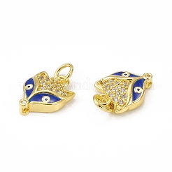Brass Micro Pave Cubic Zirconia Charms&nbsp;KK-E068-VB029-2