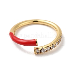 Rack Plating Brass Cubic Zirconia Open Cuff Rings for Women&nbsp;RJEW-S407-04H
