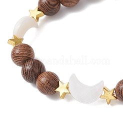 Natural Wenge Wood Round Beads Stretch Bracelets&nbsp;BJEW-JB12587
