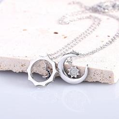 Sun Moon Star Friendship Couple Necklace for 2 Best Friend Necklace for 2 Sun and Moon Matching Couple Necklace Jewelry Gifts for Women Men&nbsp;JN1113A