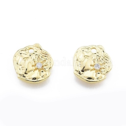 Brass Micro Pave Clear Cubic Zirconia Charms&nbsp;KK-C006-11G