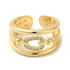 Rack Plating Real 18K Gold Plated Brass Hollow Teardrop Open Cuff Rings&nbsp;RJEW-B048-02G