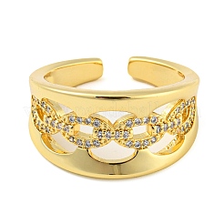 Hollow Oval Shape Brass Micro Pave Cubic Zirconia Open Cuff Ring&nbsp;RJEW-Q782-07G