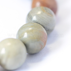 Natural Silver Leaf Jasper Round Bead Strands&nbsp;G-E334-8mm-04