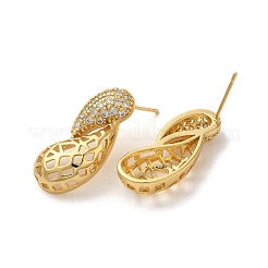 Hollow Teardrop Brass Micro Pave Clear Cubic Zirconia Dangle Stud Earrings&nbsp;EJEW-Q785-16G
