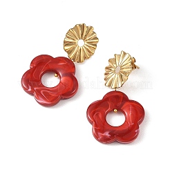 Acrylic & 304 Stainless Steel Stud Dangle Earrings&nbsp;EJEW-JE07447-02