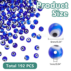 3 Strands Handmade Evil Eye Lampwork Round Bead Strands&nbsp;LAMP-HY0001-13B