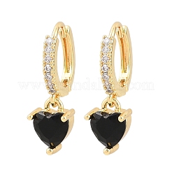 Brass Micro Pave Cubic Zirconia Hoop Dangle Earrings&nbsp;KK-H297-02G-02