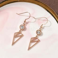 304 Stainless Steel Triangle Dangle Earrings&nbsp;EJEW-Z129-07RG