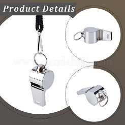 4Pcs 304 Stainless Steel Whistle Pendant Black Cord Necklaces&nbsp;NJEW-GF0001-25P