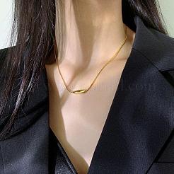 304 Stainless Steel Twisted Rectangle Bar Pendant Necklaces for Women&nbsp;WGC1D57-01