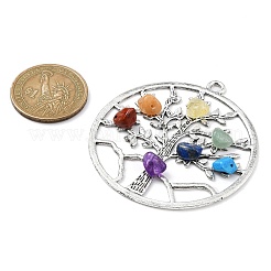 7 Chakra Mixed Gemstone Chip Pendants&nbsp;PALLOY-JF02406-03