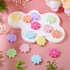 14Pcs 7 Colors Flower Food Grade Eco-Friendly Silicone Focal Beads&nbsp;SIL-TA0003-13