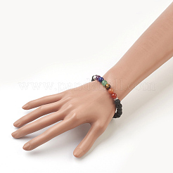 Natural Lava Rock Beads Stretch Bracelets&nbsp;BJEW-JB03846-01