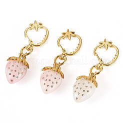 3Pcs Resin Rhinestone Strawberry Pendants Decoration&nbsp;HJEW-TAC0094