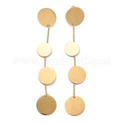 304 Stainless Steel Flat Round Tassel Stud Earrings&nbsp;EJEW-C142-11G