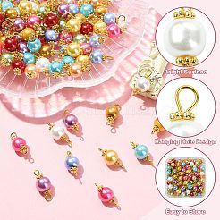 100Pcs 10 Styles Round Baking Paint Pearlized Glass Pearl Connector Charms&nbsp;PALLOY-CJ00118