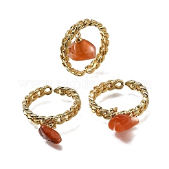 Brass Curb Chain Cuff Rings for Women&nbsp;RJEW-Z085-03G-05
