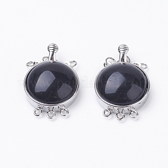 Natural Dyed & Heated Black Agate Box Clasps&nbsp;G-E427-14P
