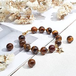 Grade AB Natural Tiger Eye Round Beads Strands&nbsp;G-OC0001-78B