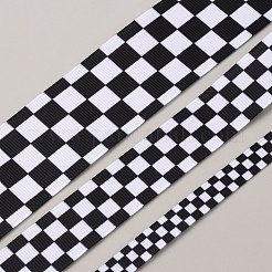 Polyester Tartan Pattern Grosgrain Ribbon&nbsp;OCOR-WH0078-537