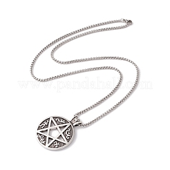 Alloy David Star Pendant Necklace with 201 Stainless Steel Box Chains&nbsp;NJEW-E016-12AS
