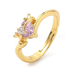 Brass Micro Pave Cubic Zirconia Finger Rings&nbsp;RJEW-H258-08G