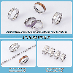 16Pcs 4 Size 201 Stainless Steel Grooved Finger Ring Settings&nbsp;STAS-UN0051-70