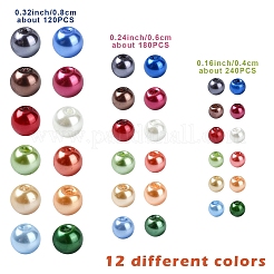 540Pcs 36 Style Baking Paint Pearlized Glass Pearl Round Bead&nbsp;HY-YW0001-11