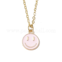 Alloy Enamel Smiling Face Pendant Necklaces&nbsp;NJEW-JN05259