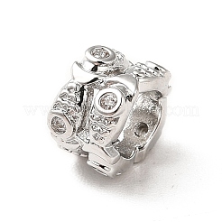 Brass Micro Pave Cubic Zirconia European Beads&nbsp;KK-M233-33P