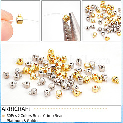 60Pcs 2 Colors Brass Crimp Beads&nbsp;KK-AR0003-88