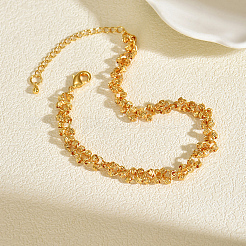 Brass Textured Ring Link Chain Anklets for Women&nbsp;HE5462