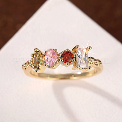 Oval & Horse Eye & Rectangle Brass with Colorful Cubic Zirconia Finger Rings&nbsp;FS-WGD0B16-01
