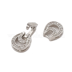 Brass Micro Pave Clear Cubic Zirconia Fold Over Clasps&nbsp;KK-C075-06P