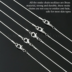 Brass Round Snake Chain Necklace with Lobster Claw Clasps&nbsp;MAK-YW0001-14A