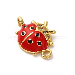 Brass Micro Pave Clear Cubic Zirconia Connector Charms&nbsp;KK-I276-12G-02